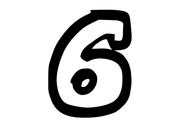 Bold Punk Hand Drawn Mono Number 6